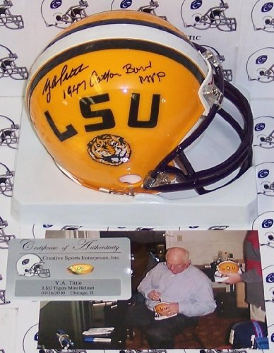 Y.A. Tittle Hand Signed LSU Tigers Mini Helmet - Autographed College Mini Helmets
