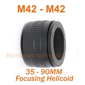 Click here to buy RainbowImaging 42mm M42 to M42 lens Focusing Helicoid Adapter 35mm - 90mm (S) by Rainbow.