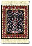 Lextra  (Deep Blue Bergamo), CoasterRug , navy, red and gold, 5.5 x 3.5, set of four
