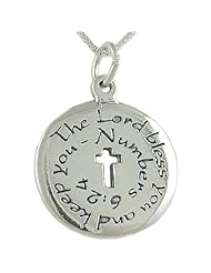 Sterling Silver "The Lord bless you and keep you Numbers 6:24" Pendant on 18" Box Chain