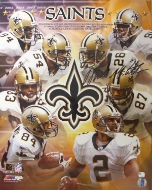 Deuce McAllister Autographed/Hand Signed New Orleans Saints Team Collage 16x20 Photo