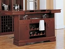 Hot Sale Coaster Traditional Cherry Finish Bar Unit w/Wine Rack Sink Drawers