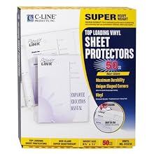 C-Line Top Load Non-glare Super Heavyweight Vinyl Sheet Protectors, Non-glare, 8-1/2 x 11-Inch, 50 per Box, Clear (61018)