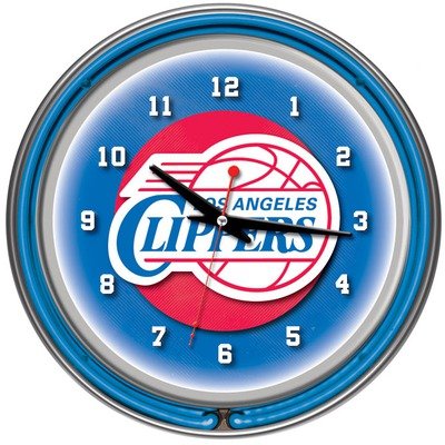 Los Angeles Clippers NBA Chrome Double Ring Neon Clock