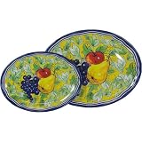 Set of Le Cadeaux Triple Weight Melamine 12 Inch + 16 Inch Oval Serving Platter, Cassis by 