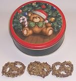 Scott's Cakes Milk Chocolate Covered Pretzel with Walnuts in a Mini Teddy Bear Tin