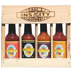 Dave's Ultimate Insanity Hot Sauce Pack. Click to order for YOUR chili-head from Amazon!