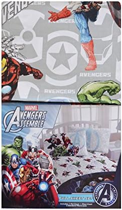 Marvel Avengers Assemble Bed Sheet Set: Two Pillow Cases, One Flat & Fitted Sheet, Full Size