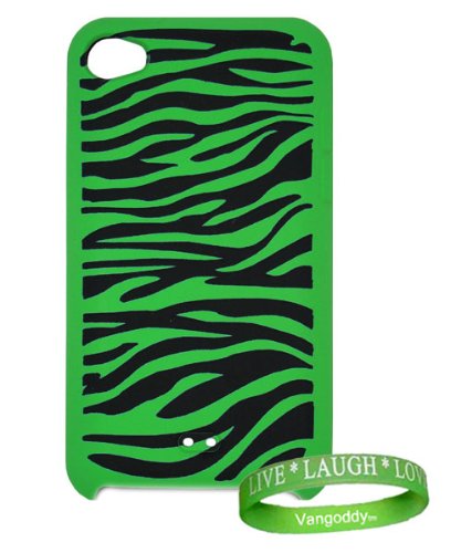 Apple Ipod Touch 8 GB / 32 GB / 64 GB 4TH Generation 4G, 4 (Newest Version) Dark Green Zebra Zoo Print Silicone Skin Case cover + Vangoddy ?, Live*Laugh*Love wrist band!!!