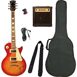 Barcelona Beginner Series LP Style Electric Guitar Bundle with 10-Watt Amp - Cherry Sunburst