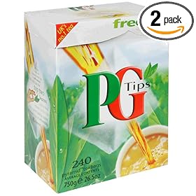 PG Tips Black Tea, Pyramid Tea Bags, 240-Count Boxes (Pack of 2)