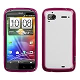 Solid White/Transparent Hot Pink Gummy Cover for HTC Sensation 4G