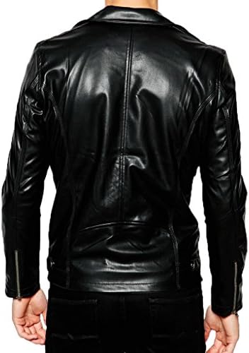 SkinsDesign Mens Stylish Lambskin Genuine Leather Jacket Mj 096 XX-Large Black
