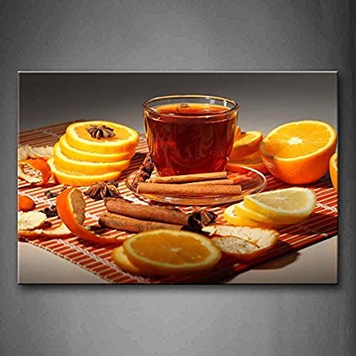 Fitting You Canvas Brown Tea In Cup With Lemon Wall Art Painting Pictures Print On Canvas Food Picture For Room