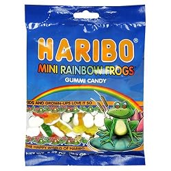 Haribo Gummi Candy, Mini Rainbow Frogs, 5 -Ounce Bags (Pack of 12)