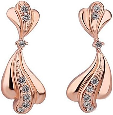 DATORA Rose Gold Tone Three Stranded Bow Earrings With Clear Accenting Crystals -164