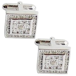 Studs Cufflinks Pair Sterling Silver Black Zircon Gemstone (cflng253)