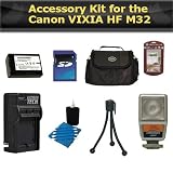 Canon VIXIA HF M32 Accessory Kit Includes Deluxe Carrying Case + Replacement BP-808 (1200 mAH) Battery + Ac/Dc Rapid Travel Battery Charger + Portable Video Light + Mini Tripod + 2gb SD Card + LCD Screen Protectors + More