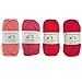 Cotton Select Sport Weight Yarn Color Palette Pack - 100% Fine Cotton - Shades of Red - 4 Skeins