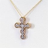 14K Rose Gold Diamond Cross Pendant