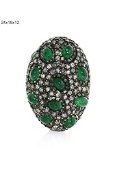 Diamond Pave Emerald Oval Shape Bead .925 Sterling Silver Jewelry