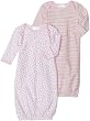 Spasilk 2 Pack Gown - Girl Dot Prints, Pink, 0-3 Months