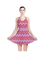 Polyester/Spandex Stretchy Chevron Print Skater Dress 