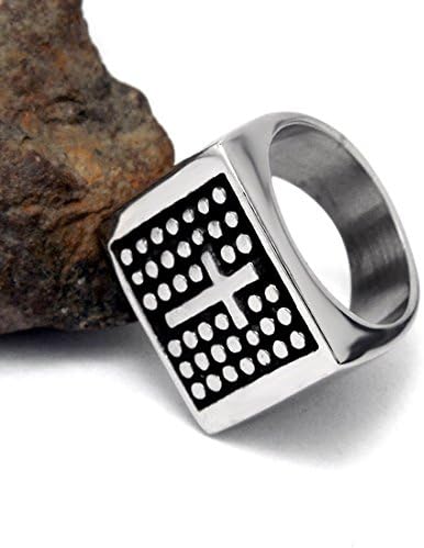 Fatu Fashion Men's Corss Stainless Steel Silver Rings US9