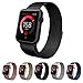 Teslasz Mesh Milanese Loop Stainless Steel Magnetic Buckle Wrist Band for Apple iWatch - Black 42mm