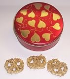 Scott's Cakes White Chocolate Covered Pretzel with Walnuts in a Mini Heart Tin