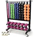 VTX Aerobic Pac with Locking Rack, Vinyl Coated Dumbbells plus Accessory Rack & Casters MDR, VPAC, ACCE, CAST & SIX 12 LB