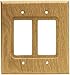 Brainerd 64654 Wood Square Double Decorator Wall Plate / Switch Plate / Cover, Medium Oak
