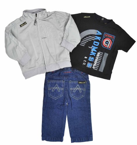  Akademiks "Heather Gray Medium Blue Wash" Infant Boys 3Pc Pant Set