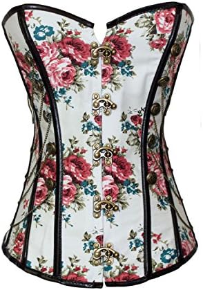 Juubuy Women's Floral Print Pin up Overbust Waist Cincher Corset Large Size Multicolored