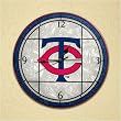 Minnesota Twins 12in Art Glass Clock MLB Baseball Fan Shop Sports Team Merchandise
