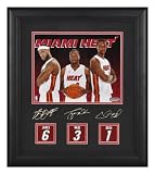 Chris Bosh, LeBron James and Dwyane Wade Miami Heat 8x10 Photograph with Jersey Back Replicas and Facsimile Signatures