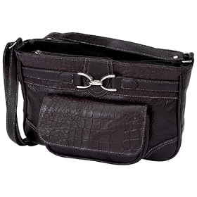 Embossed Genuine Leather Black Handbag