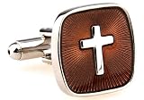 Square Rustic Religious Cross Cufflinks Cuff Links