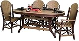 Poly Lumber Patio Furniture Set Including 1 Oval Table (72") and 6 Chairs in Weathered Wood & Brown - Amish Made in USA