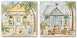 Green and Yellow Beach House Set by Kate McRostie 6"x6" Art Print Poster