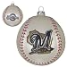 Pack of 2 MLB Milwaukee Brewers Glass Baseball Christmas Ornaments