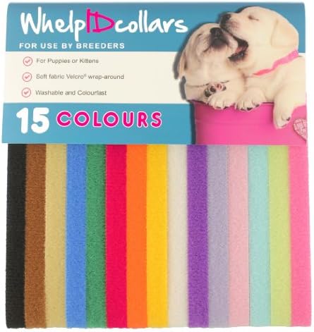 WhelpIDcollars - Puppy ID Bands - 15 Colors: Soft Fabric Velcro, Adjustable