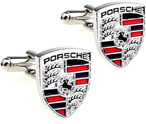 Jewelryfinds Porsche Logo Cufflinks Cuff Retro Nail Enamel Handsome Man Series