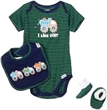 Lamaze Baby-Boys Newborn 3 Piece Dirt Truck Bodysuit Set, Blue/Green, 3-6 Months