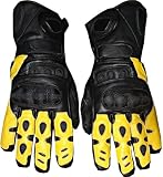 MOTORCYCLE LEATHER GLOVES CARBON KEVLAR BIKE Yellow