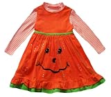 fancy infants dresses:Rare Editions Girls Orange Halloween Pumpkin Dress (2T)