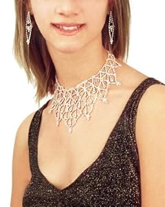 Sunnywood 3499S Silver Rhinestone Necklace And Earrings Set