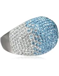 Carnevale Sterling Silver Blue Large Dome Swarovski Elements Ring