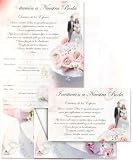 100 Foldable Capilla Series Wedding Invitations in English, with Wedding Cake