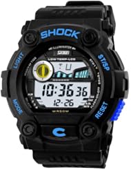 New Unisex Fashion Sport Watches Multifunction Multi-colour Led Light Analog Digital Waterproof Alarm Dual Time Boys Girls Women Men Wristwatch With Gift Package (Blue)